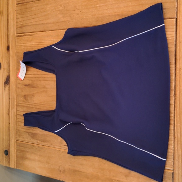 NWT LIVI for Lane Bryant Purple W/White Stripes Wicking  Tank Top, Size 14/16 - Picture 1 of 10